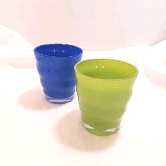 Vintage DANSK RIO Wavy Ripple Glass Tumbler Set of 4 Two Tumblers Two Juice - Picture 11 of 16